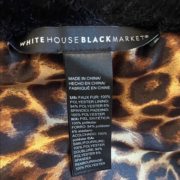 Elegant White House Black Market Black Faux Fur Wrap with Leopard Print - Picture 2 of 7